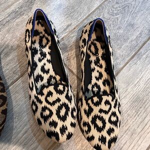 Rothy's Black and Cream Leopard Print Flats